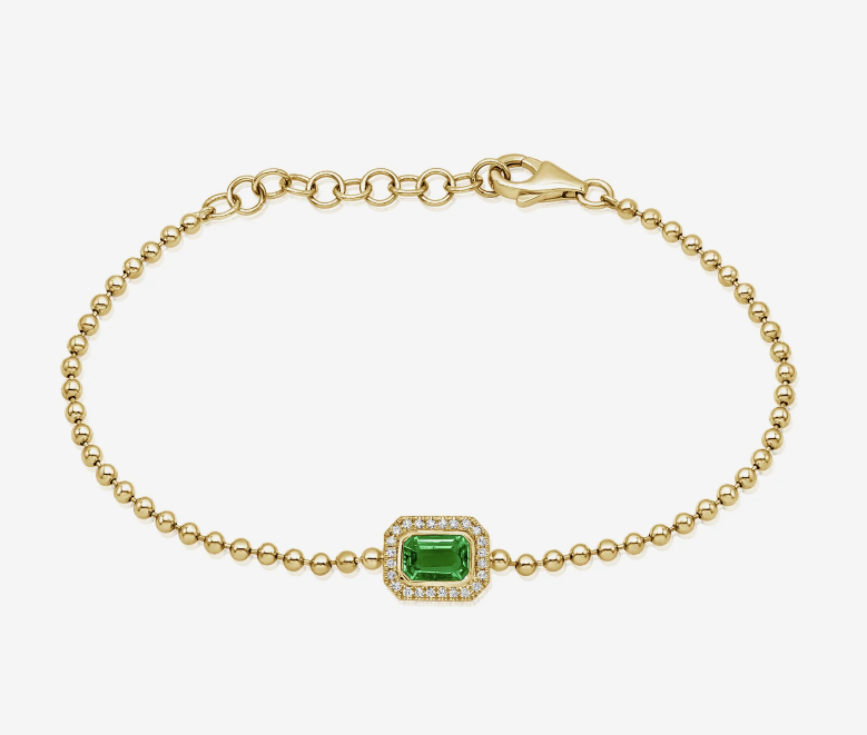 Emerald Gold and Diamond Beaded Bracelet