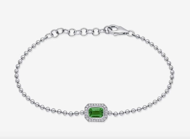 Emerald Gold and Diamond Beaded Bracelet