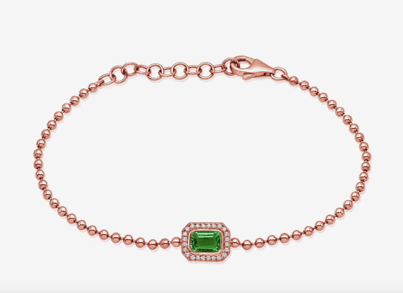 Emerald Gold and Diamond Beaded Bracelet