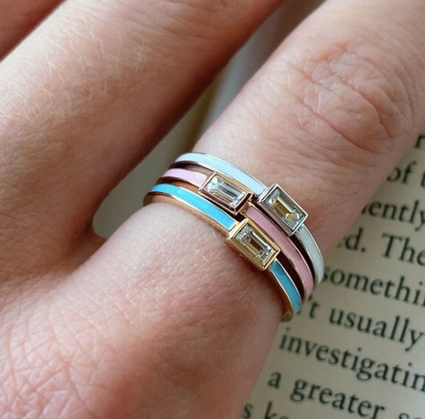 Baguette Enamel Stack Band