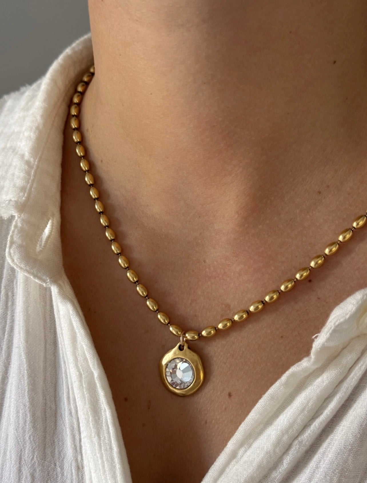 Bezel Crystal Necklace