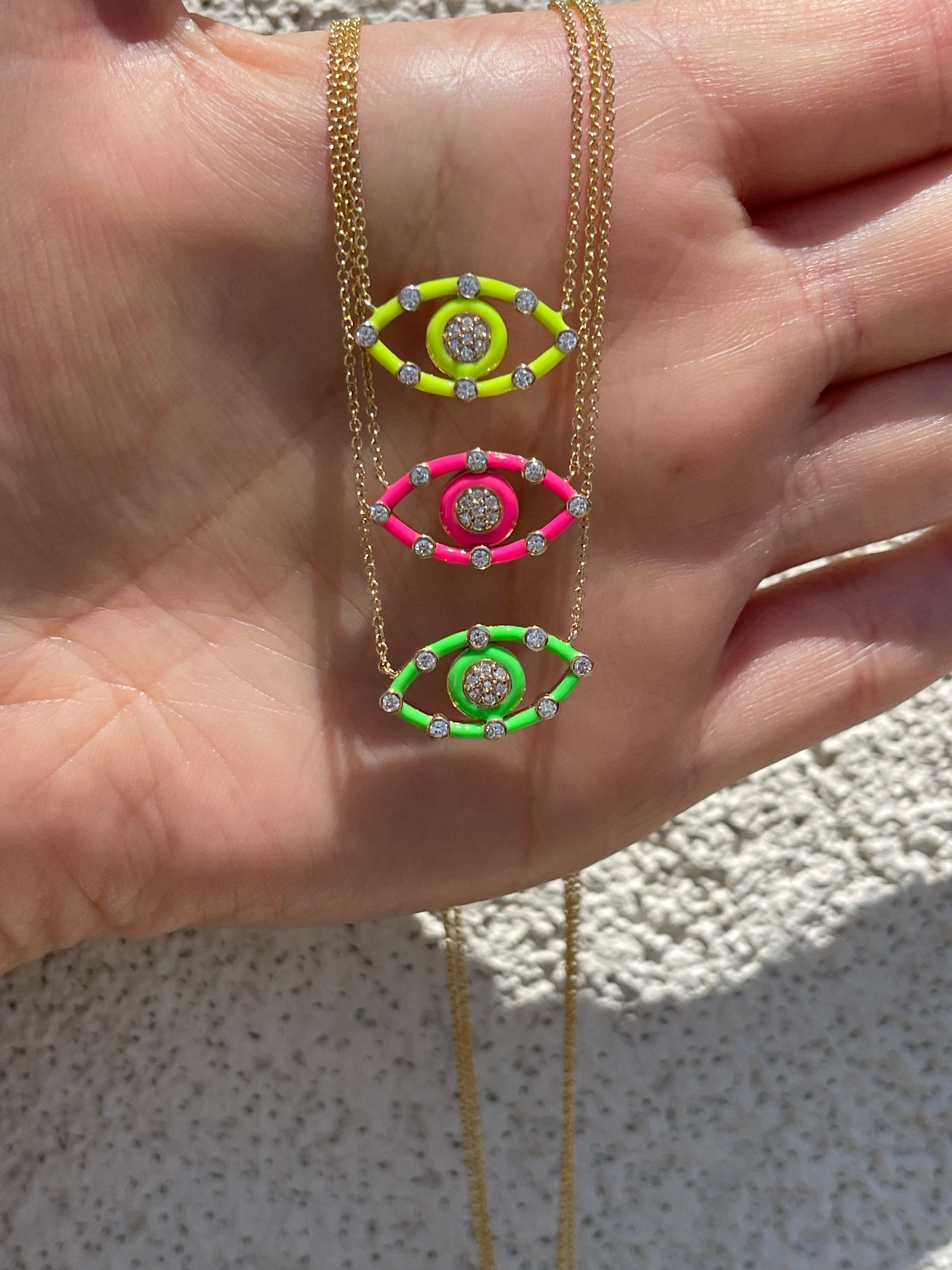 Diamond Enamel Evil Eye