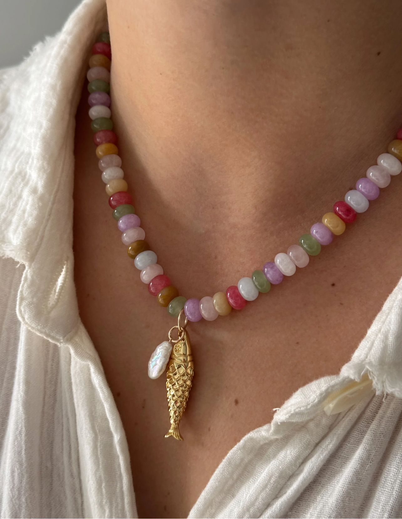 Pearl and Fish Necklace