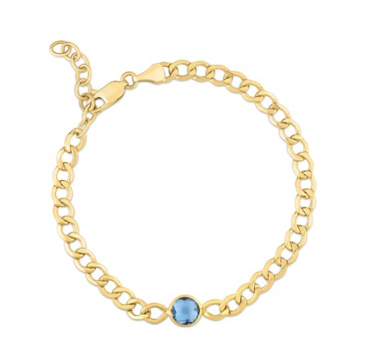 14k Gemstone Curb Chain Bracelet