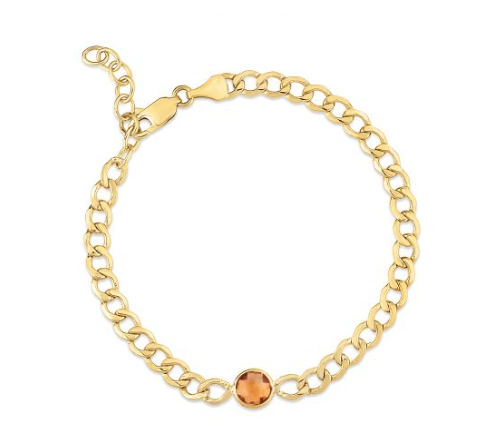 14k Gemstone Curb Chain Bracelet