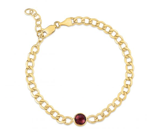 14k Gemstone Curb Chain Bracelet