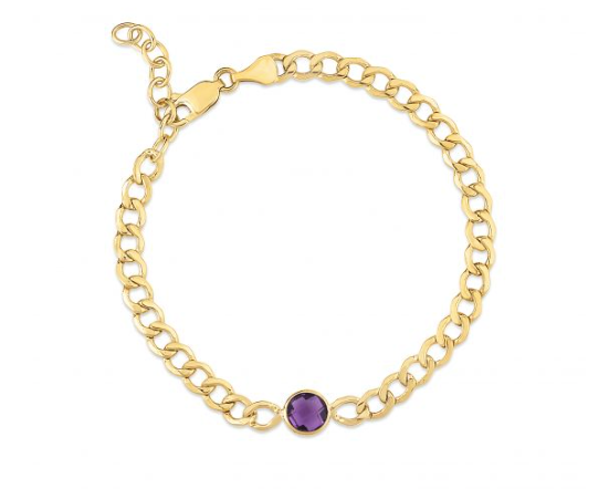 14k Gemstone Curb Chain Bracelet