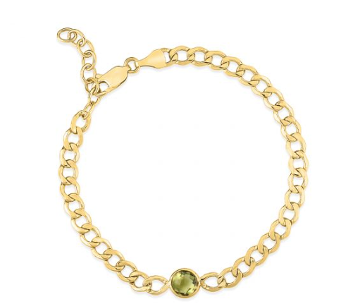 14k Gemstone Curb Chain Bracelet