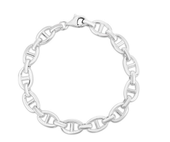 Silver Small Puffed Mariner Bracelet