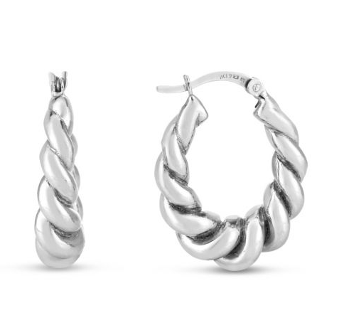 Silver Bold Twist Hoops