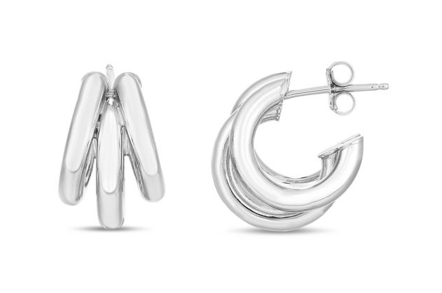 Silver Triple Barreled Hoops