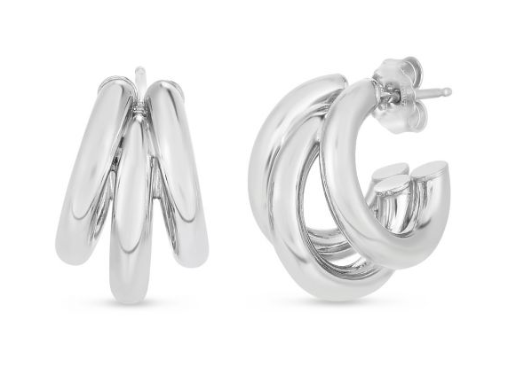 Silver Triple Barreled Hoops