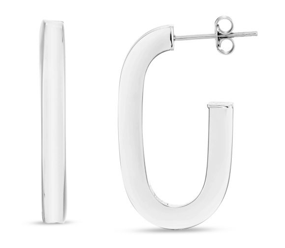 Silver Link Hoops