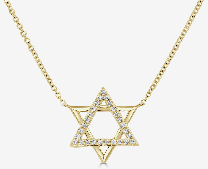 Gold and Diamond Star of David Necklace