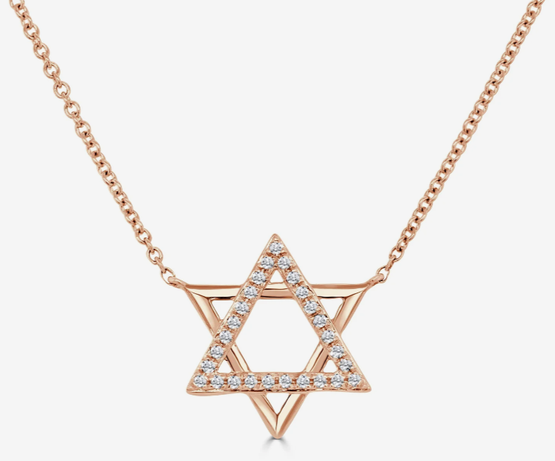 Gold and Diamond Star of David Necklace