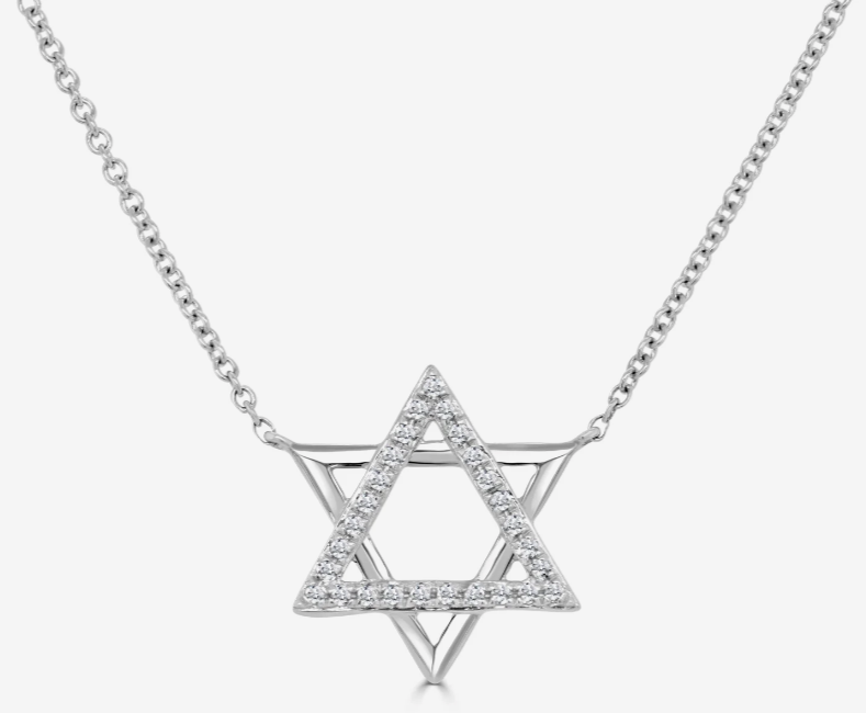 Gold and Diamond Star of David Necklace