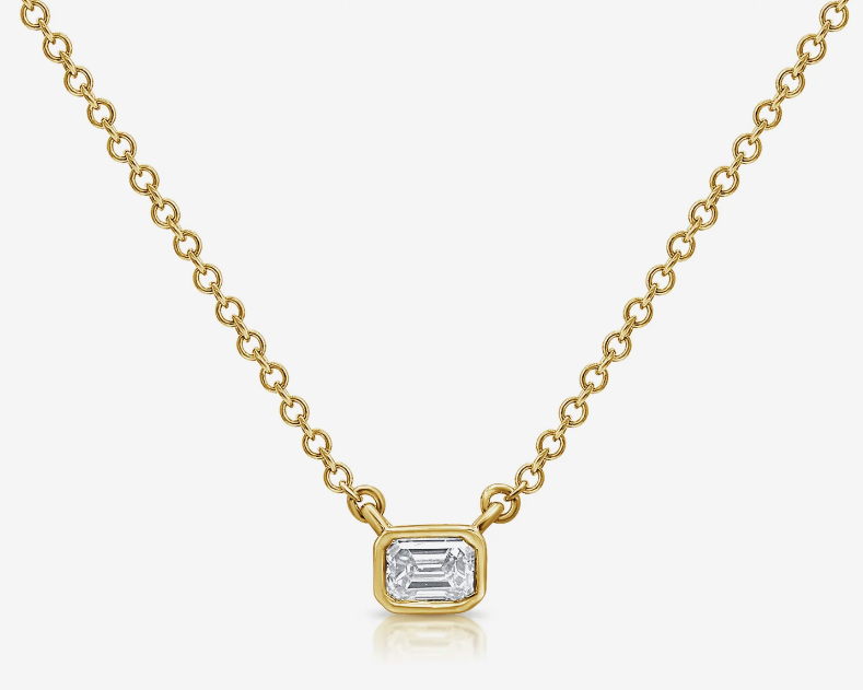 Emerald Cut Bezel Necklace