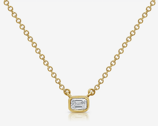 Emerald Cut Bezel Necklace