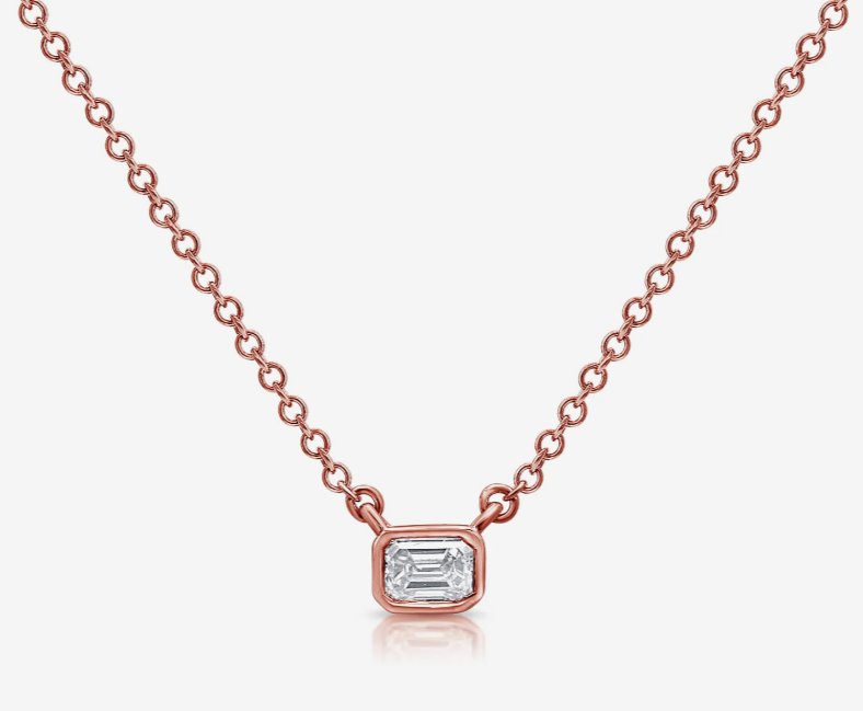 Emerald Cut Bezel Necklace