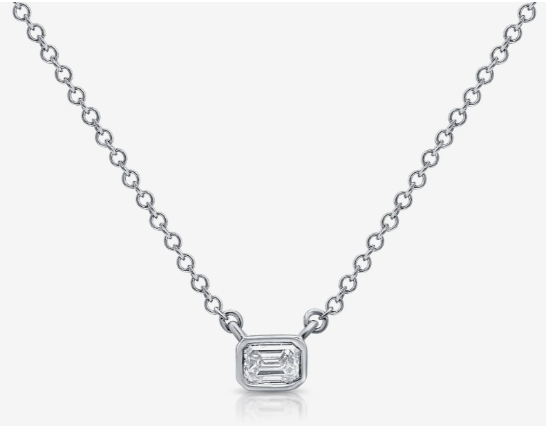 Emerald Cut Bezel Necklace