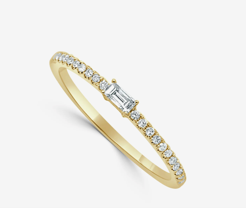 Gold and Diamond Baguette Ring