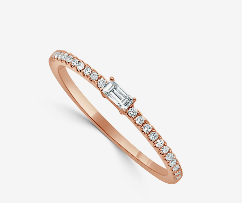 Gold and Diamond Baguette Ring