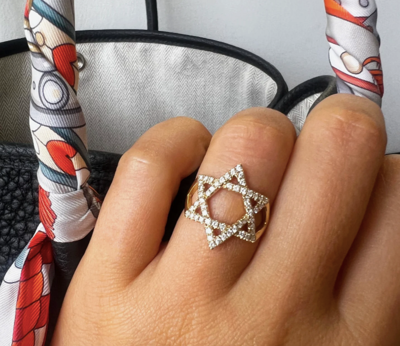 Gold and Diamond Star of David Ring