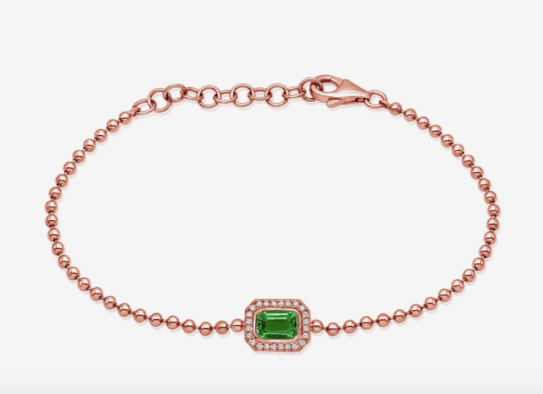 Emerald  Gold and Diamond Beaded Bracelet