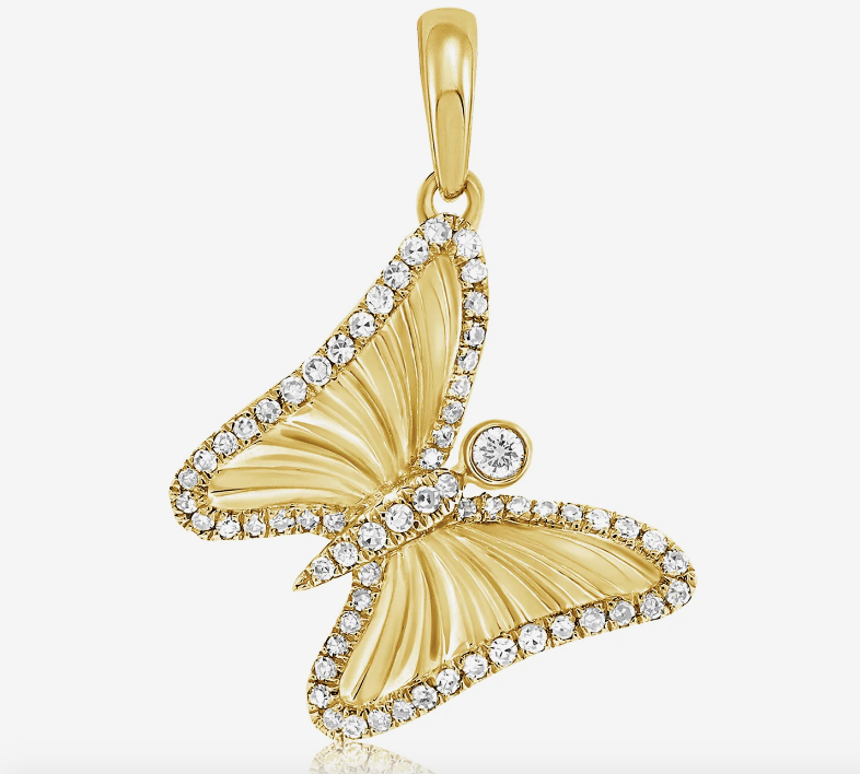 Gold and Diamond Butterfly Charm