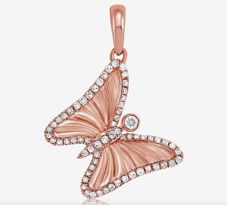 Gold and Diamond Butterfly Charm