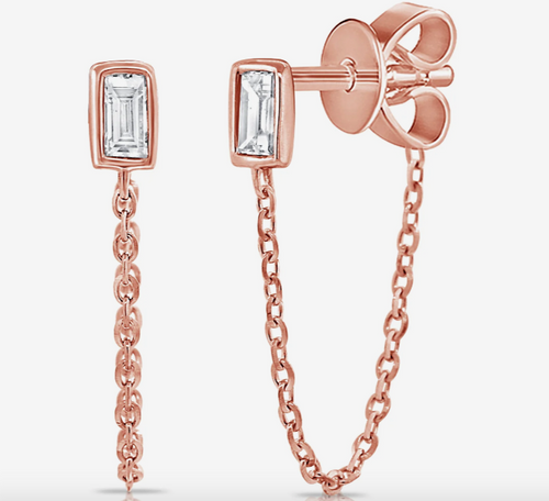 Baguette Diamond Chain Stud