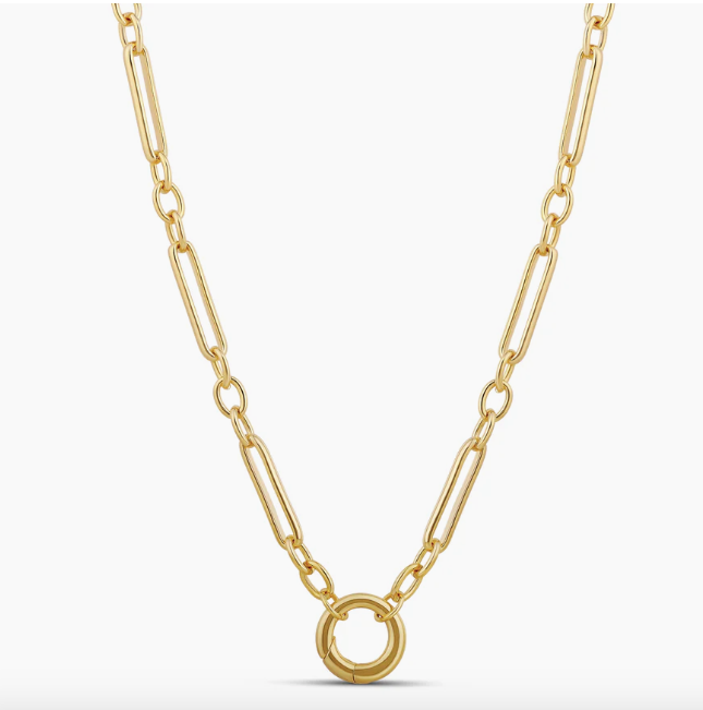 Paperclip Link Push Clasp Necklace