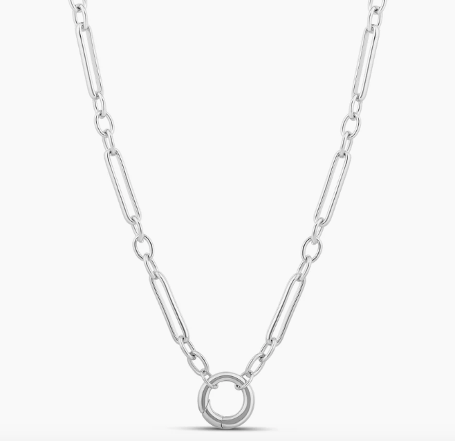 Paperclip Link Push Clasp Necklace