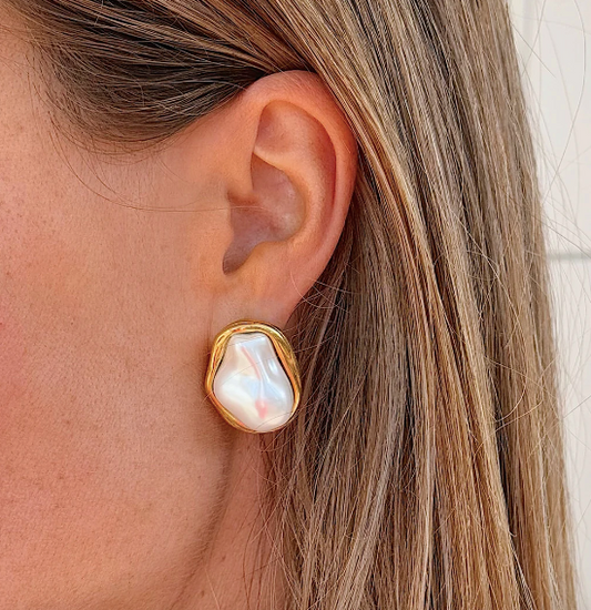 Pearl Bezel Studs