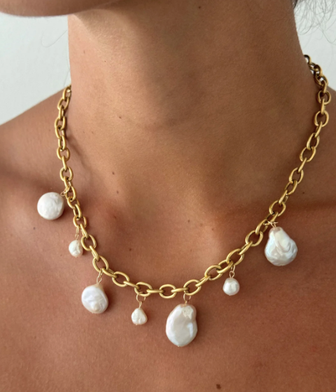 Multi Pearl Charm Necklace