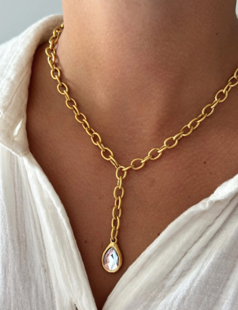 Pearl Bezel Lariat