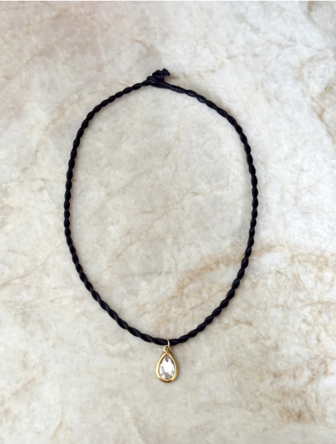 Pear Bezel Cord Necklace