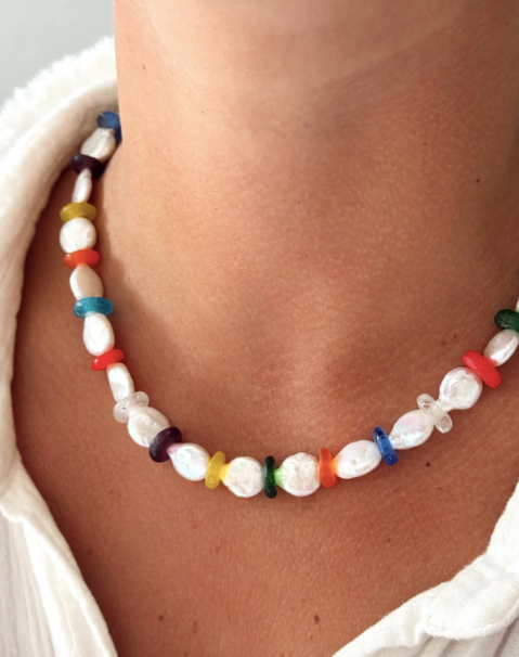 Rainbow Pearl Necklace