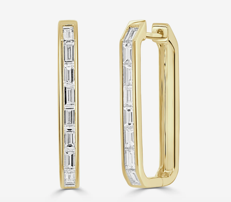 Diamond Baguette Link Earrings