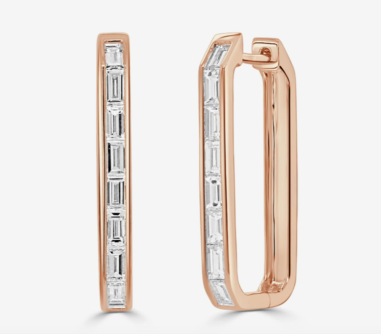 Diamond Baguette Link Earrings