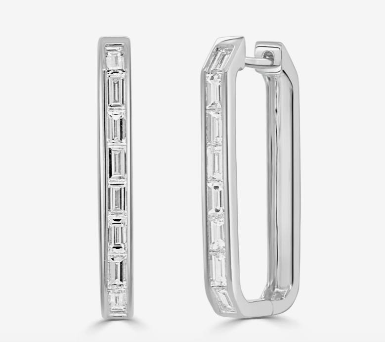 Diamond Baguette Link Earrings