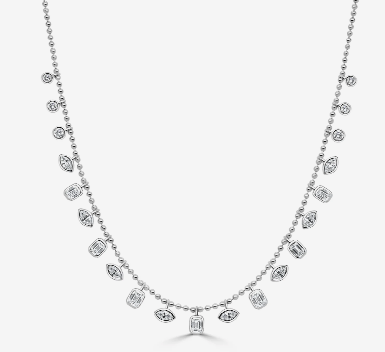 Diamond Multi-shape Bezel Beaded Necklace