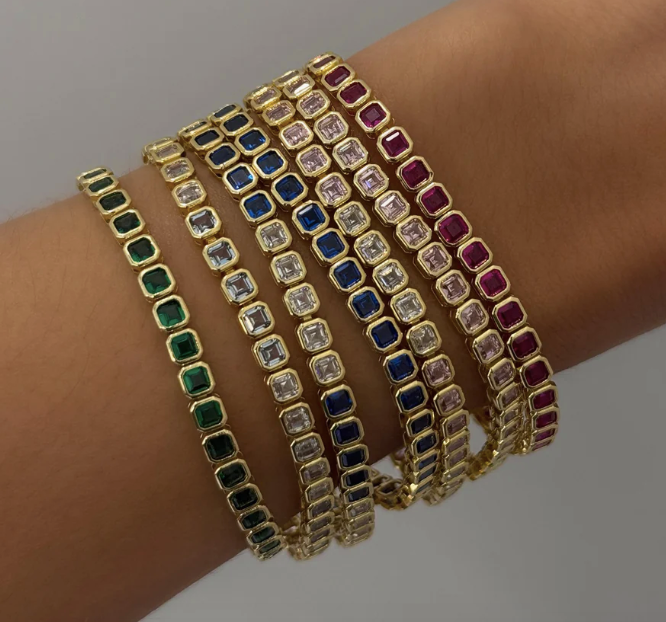 Colored Bezel Tennis Bracelet