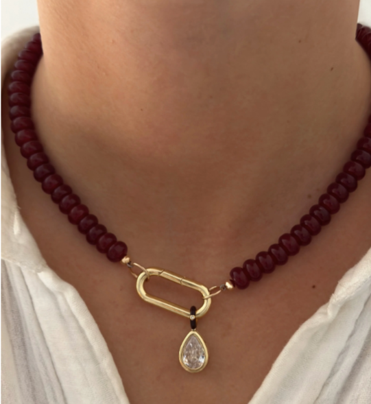 Burgundy Beaded Necklace