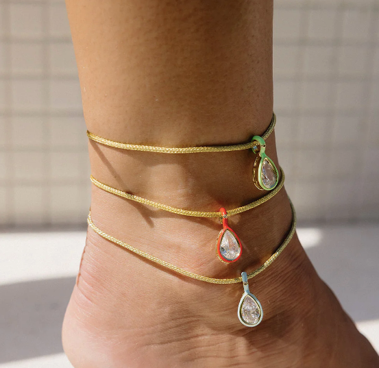 Enamel Pear Cord Anklet