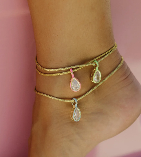 Enamel Pear Cord Anklet