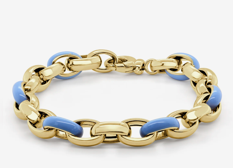 Gold and Blue Enamel Bracelet