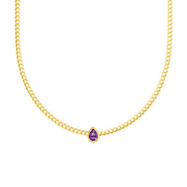 Pear Gemstone Curb Necklace