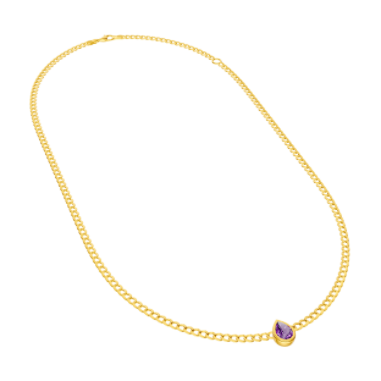 Pear Gemstone Curb Necklace