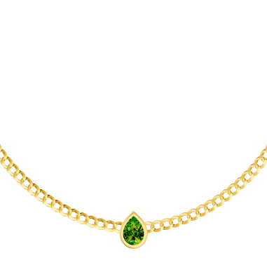 Pear Gemstone Curb Necklace